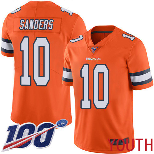 Youth Denver Broncos #10 Emmanuel Sanders Limited Orange Rush Vapor Untouchable 100th Season Football NFL Jersey